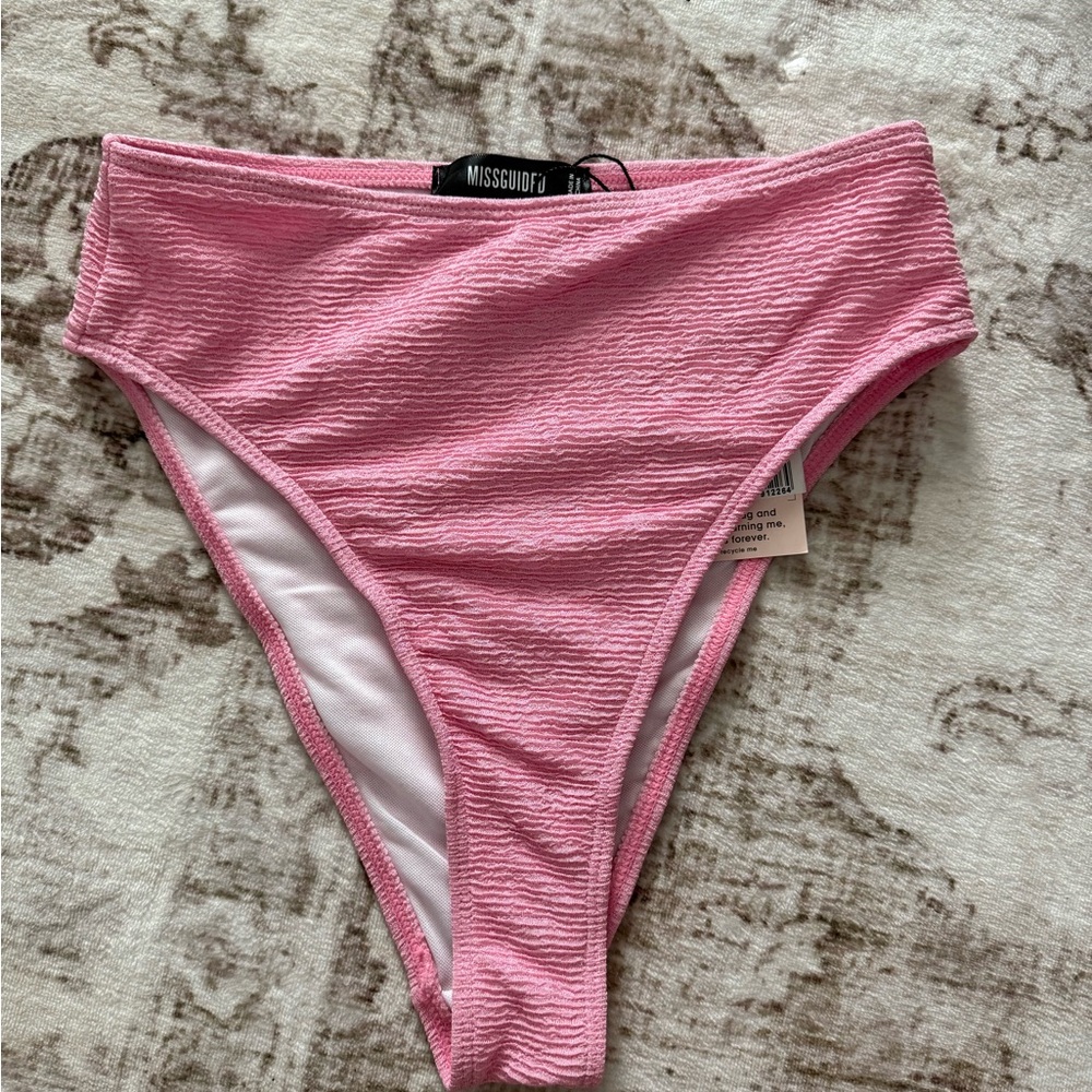 NEW Missguided Pink‎ Textured Swim Top Size 2